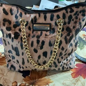 Andrew Marc Animal Print Tote with Gold Chain